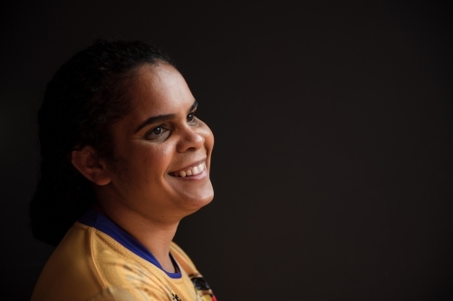 Close up portrait of Aboriginal woman - Australian Stock Image