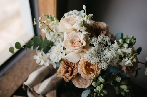 Close up shot of a rose flower arrangement - Australian Stock Image