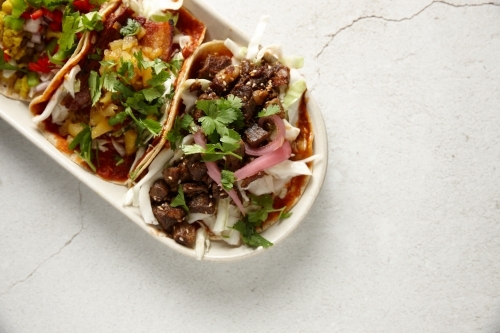 close up shot of tacos - Australian Stock Image