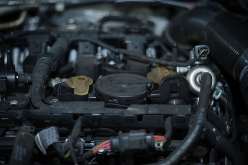 Close-up view of an engine compartment - Australian Stock Image