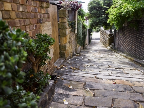 Cobbled laneway in a city - Australian Stock Image