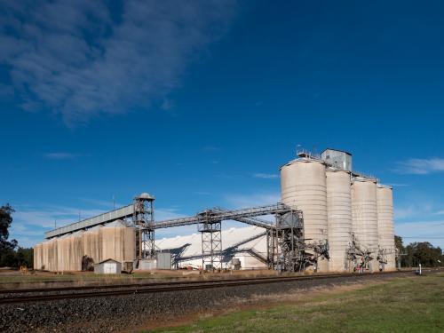 Concrete grain silos and buildings - Australian Stock Image