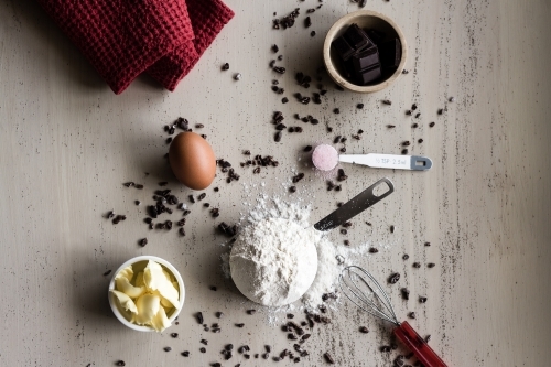cooking ingredients including chocolate - Australian Stock Image