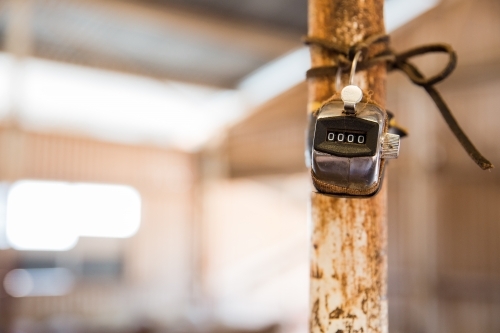 Counter attached to a rusty pole - Australian Stock Image