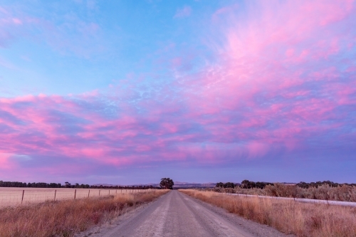 country dirt road at sunrise - Australian Stock Image