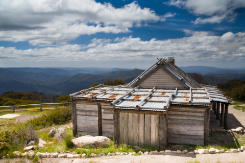 Craigs Hut from the set of 'Man from Snowy River' in Victoria's High Country, Australia - Australian Stock Image