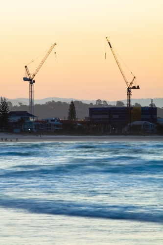 Cranes near the beach at the Gold Coast - Australian Stock Image