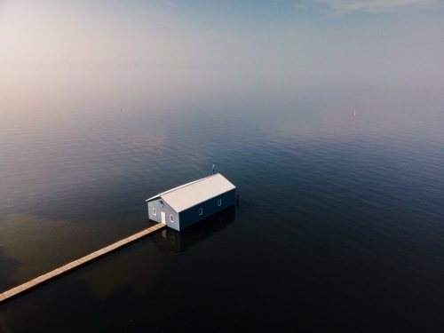 Crawley Edge Blue Boathouse - Australian Stock Image