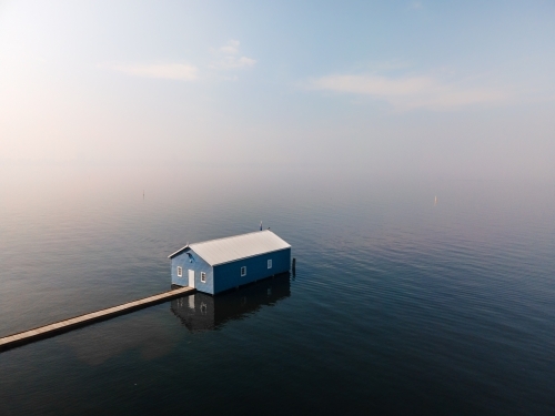 Crawley Edge Blue Boathouse - Australian Stock Image