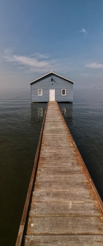 Crawley Edge Blue Boathouse - Australian Stock Image