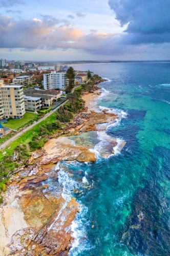 Cronulla south sydney coastal seascape vertical panorama.  Six image stitch - Australian Stock Image