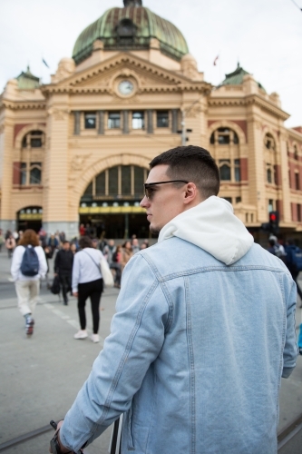 Crossing to Flinders Street Station - Australian Stock Image