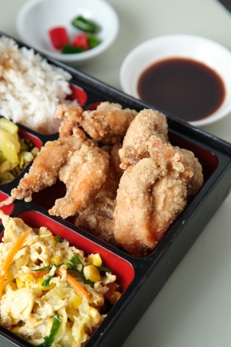 Deep fried dish bento - Australian Stock Image