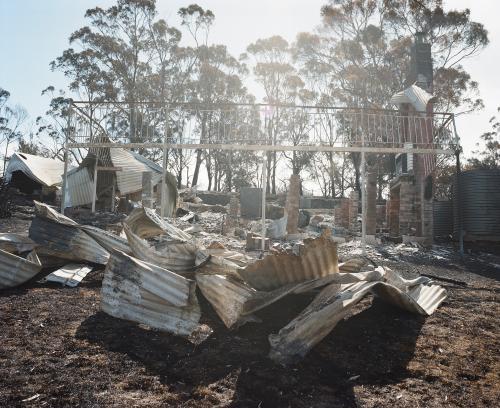 Detail of house destroyed by bush fire - Australian Stock Image