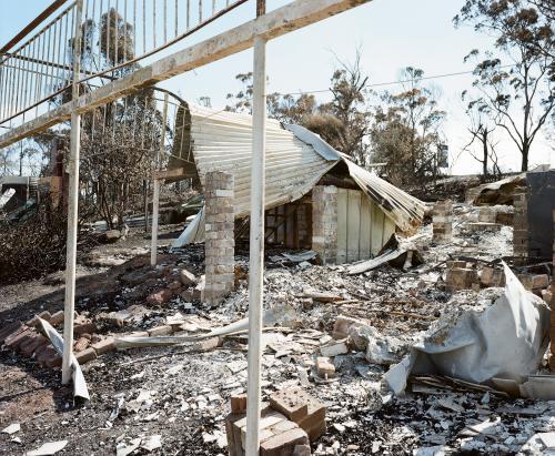 Detail of house destroyed by bush fire - Australian Stock Image