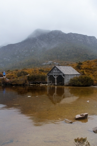 Dove Lake Boatshed at Cradle Mountain National Park - Australian Stock Image