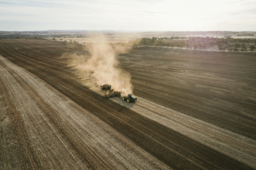 Dry seeding in the Avon Valley of Western Australia - Australian Stock Image