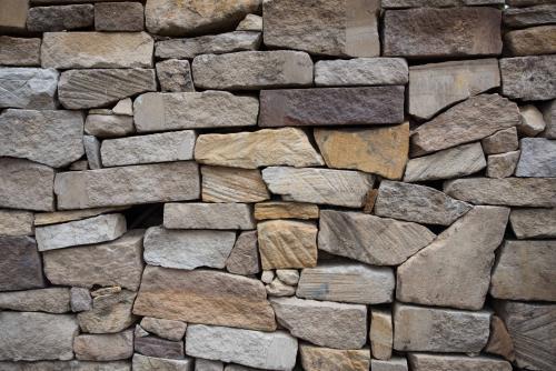 Drystone sandstone wall - Australian Stock Image