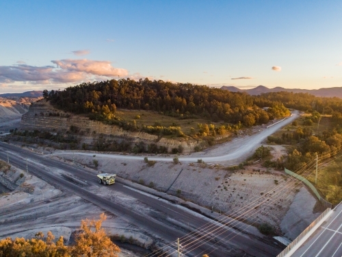 Dump truck in mine - jobs in coal mining industry - Australian Stock Image