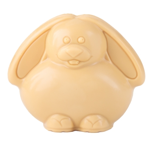 Easter white chocolate bunny on white background - Australian Stock Image