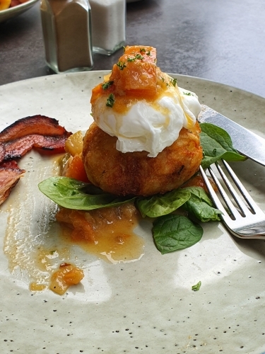 eggs and bacon breakfast - Australian Stock Image
