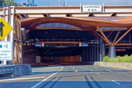 Entry to Clem Jones underground tunnel in Brisbane - Australian Stock Image