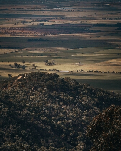 Farm Paddocks Below the You Yang Mountain Ranges - Australian Stock Image