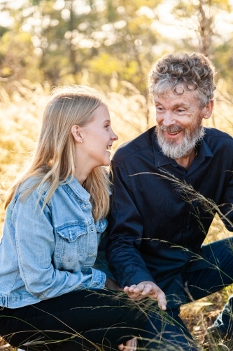 Father talking to teenage daughter - Australian Stock Image