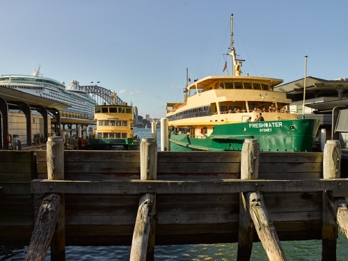 Ferries docked at circular quay - Australian Stock Image