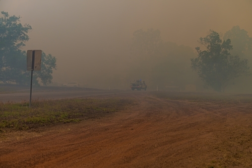 Fire truck at Bushfire in Howard Springs - Australian Stock Image