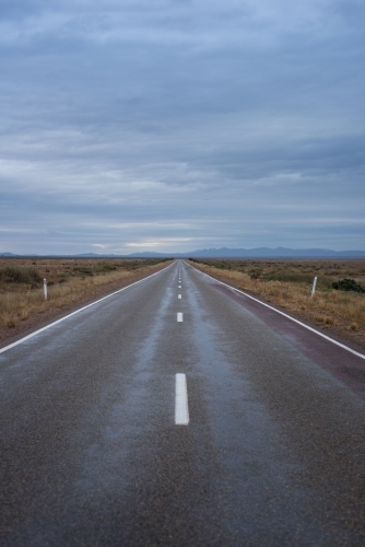 Flinders Ranges road with stormy sky - Australian Stock Image