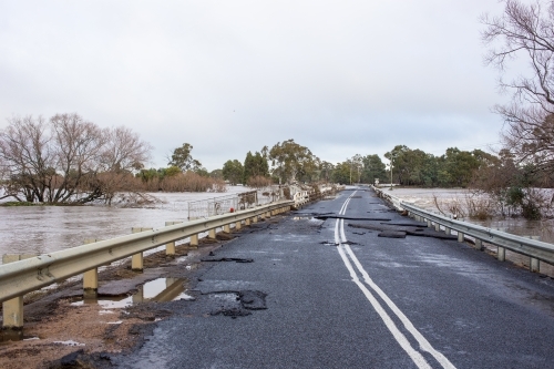 Flood damaged road - Australian Stock Image