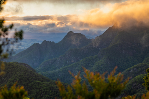 Forested mountain landscape of Mount Barney - Australian Stock Image