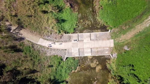 Fresh water Weirs across the river - Australian Stock Image