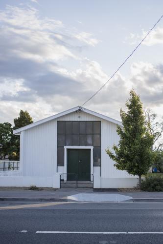 Front View of White Hall on Perth Main Street - Australian Stock Image