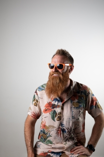 Funky man posing for photographs - Australian Stock Image