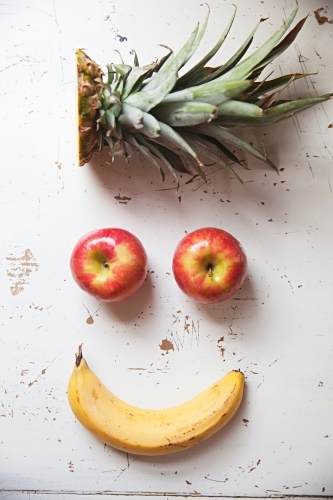 funny face made from fruit - Australian Stock Image