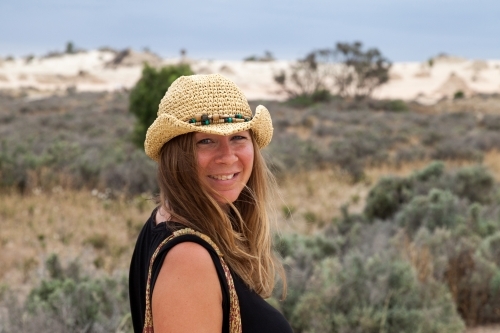 Girl with hat - Australian Stock Image