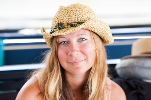 Girl with hat - Australian Stock Image