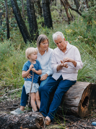 Grandparents enjoying Australian Bushland with their Grandson - Australian Stock Image