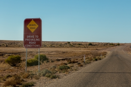 Gravel road sign in outback - Australian Stock Image