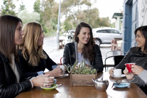 Group of women having coffee at a cafe