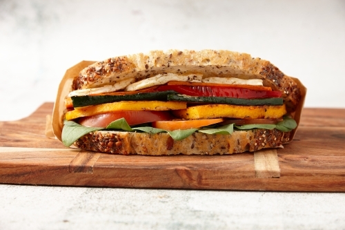 Haloumi salad sandwich - Australian Stock Image