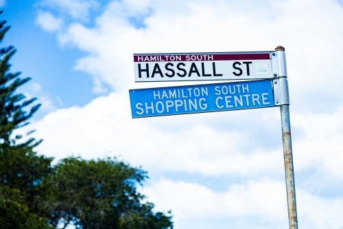 Hamilton South Hassall Street sign - Australian Stock Image