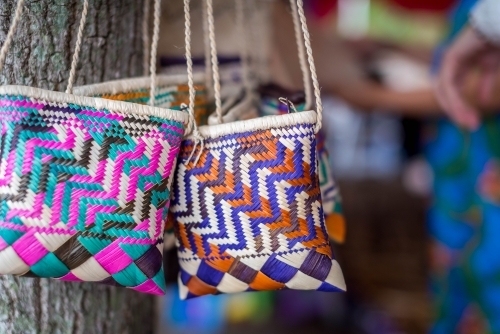 Hand made woven bags - Australian Stock Image