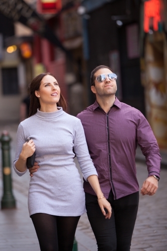 Happy Couple Exploring Chinatown - Australian Stock Image