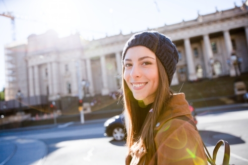Happy Walking in Melbourne - Australian Stock Image