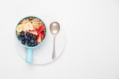 Healthy breakfast with cereal and fruit - Australian Stock Image