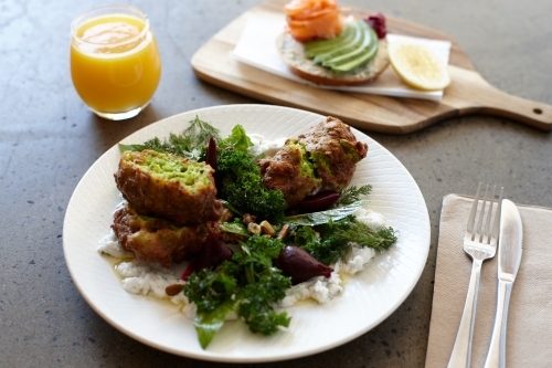 Healthy vegetarian meal ready to eat - Australian Stock Image