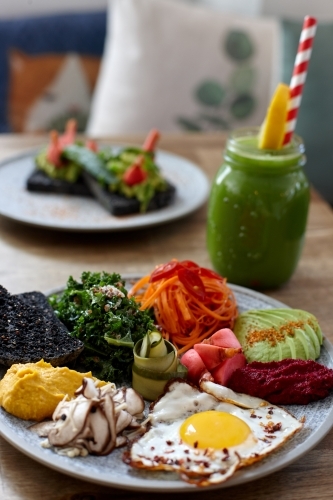 Healthy vegetarian meal ready to eat - Australian Stock Image